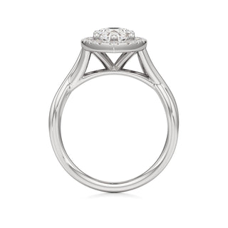 Twist Plain Halo Oval Engagement Ring