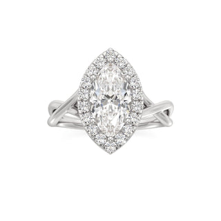 Twist Plain Halo Oval Engagement Ring