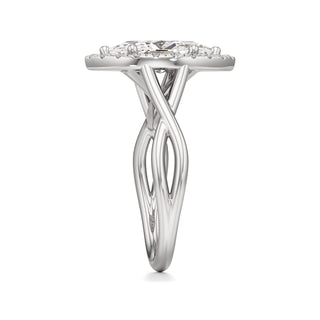 Twist Plain Halo Oval Engagement Ring