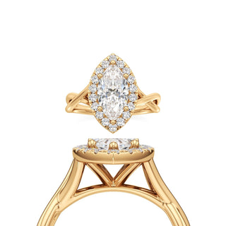 Twist Plain Halo Oval Engagement Ring