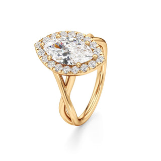 Twist Plain Halo Oval Engagement Ring