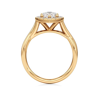 Twist Plain Halo Oval Engagement Ring