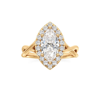 Twist Plain Halo Oval Engagement Ring