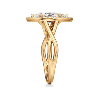 Twist Plain Halo Oval Engagement Ring