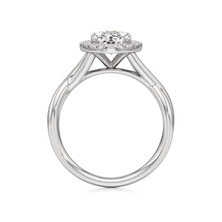 Twist Plain Halo Oval Engagement Ring