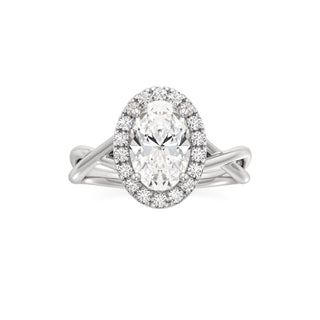 Twist Plain Halo Oval Engagement Ring