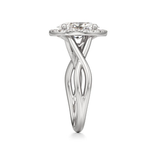 Twist Plain Halo Oval Engagement Ring