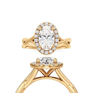 Twist Plain Halo Oval Engagement Ring