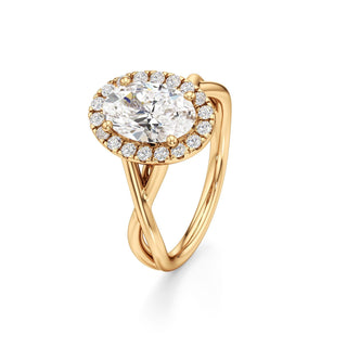 Twist Plain Halo Oval Engagement Ring