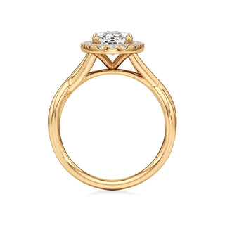 Twist Plain Halo Oval Engagement Ring