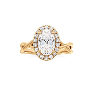 Twist Plain Halo Oval Engagement Ring