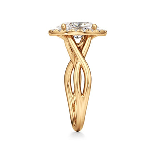 Twist Plain Halo Oval Engagement Ring