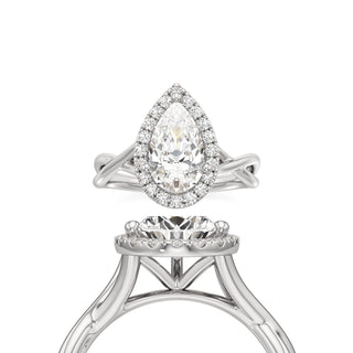 Twist Plain Halo Oval Engagement Ring