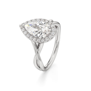 Twist Plain Halo Oval Engagement Ring