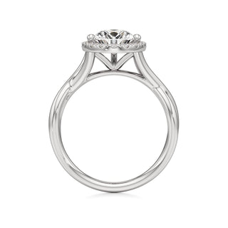 Twist Plain Halo Oval Engagement Ring