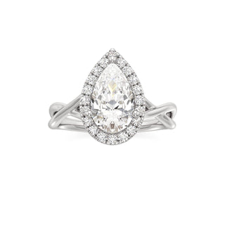 Twist Plain Halo Oval Engagement Ring