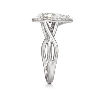 Twist Plain Halo Oval Engagement Ring