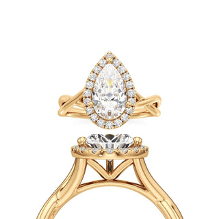 Twist Plain Halo Oval Engagement Ring