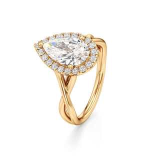 Twist Plain Halo Oval Engagement Ring