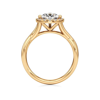 Twist Plain Halo Oval Engagement Ring