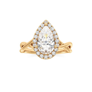 Twist Plain Halo Oval Engagement Ring