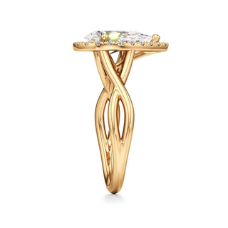 Twist Plain Halo Oval Engagement Ring