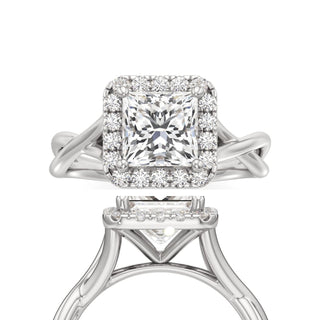 Twist Plain Halo Oval Engagement Ring