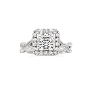 Twist Plain Halo Oval Engagement Ring