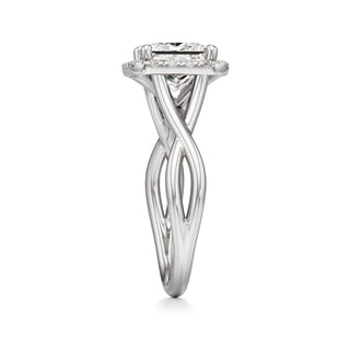 Twist Plain Halo Oval Engagement Ring