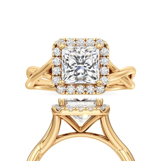 Twist Plain Halo Oval Engagement Ring