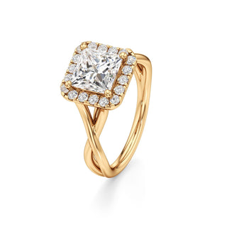 Twist Plain Halo Oval Engagement Ring