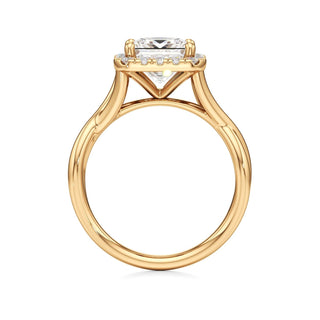Twist Plain Halo Oval Engagement Ring