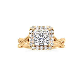 Twist Plain Halo Oval Engagement Ring