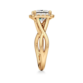 Twist Plain Halo Oval Engagement Ring