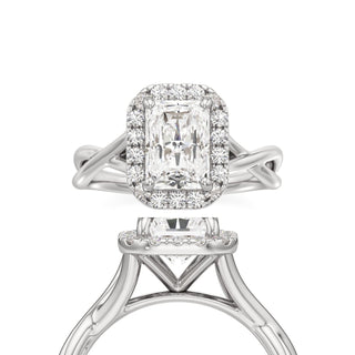 Twist Plain Halo Oval Engagement Ring