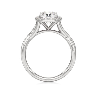 Twist Plain Halo Oval Engagement Ring
