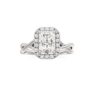 Twist Plain Halo Oval Engagement Ring