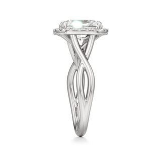 Twist Plain Halo Oval Engagement Ring