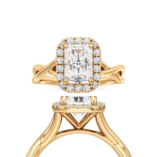 Twist Plain Halo Oval Engagement Ring