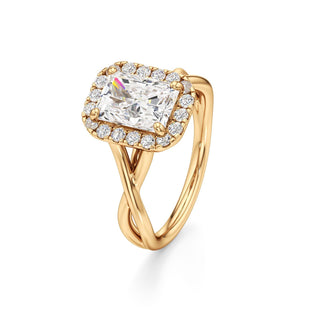 Twist Plain Halo Oval Engagement Ring