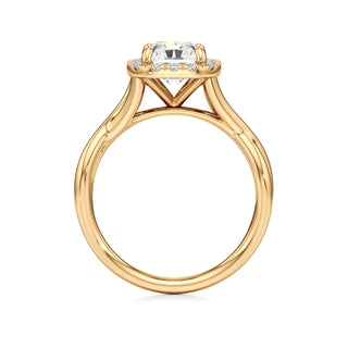 Twist Plain Halo Oval Engagement Ring