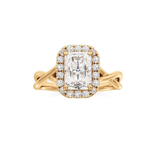 Twist Plain Halo Oval Engagement Ring