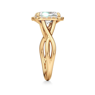 Twist Plain Halo Oval Engagement Ring