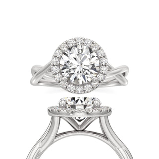 Twist Plain Halo Oval Engagement Ring