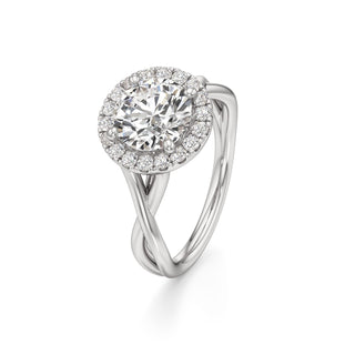 Twist Plain Halo Oval Engagement Ring