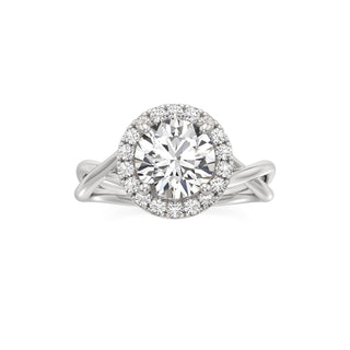 Twist Plain Halo Oval Engagement Ring