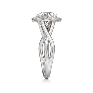 Twist Plain Halo Oval Engagement Ring