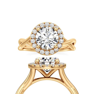 Twist Plain Halo Oval Engagement Ring