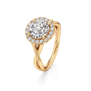 Twist Plain Halo Oval Engagement Ring