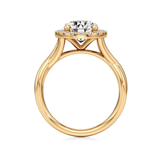 Twist Plain Halo Oval Engagement Ring